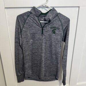Gray and Green Quarter-Zip Pullover